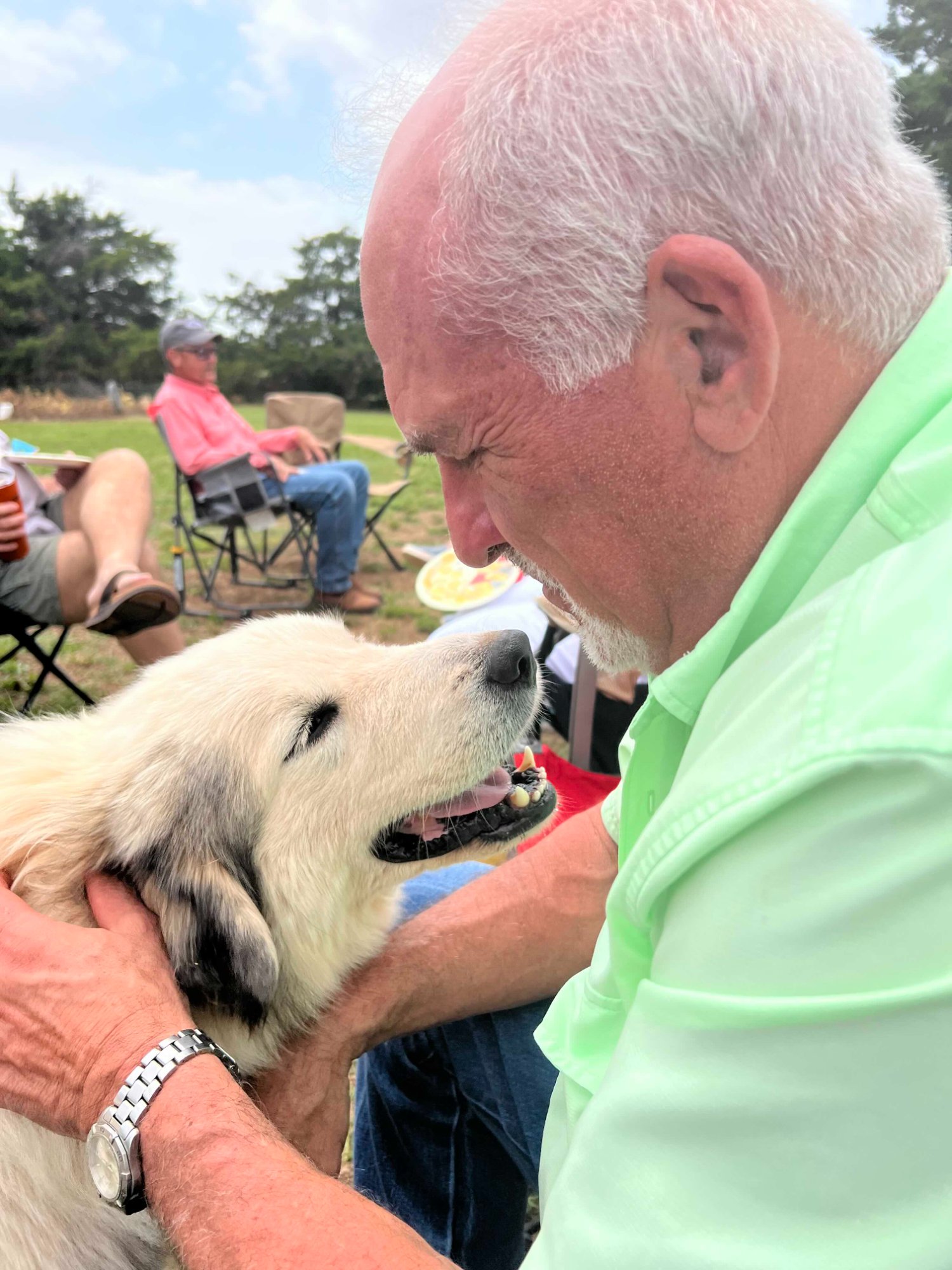 Rod Vilhauer with his Great Pyrenees, Dolly